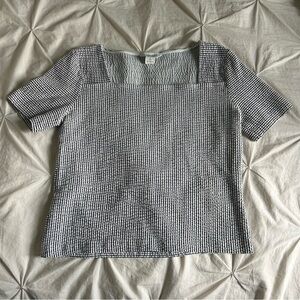 Club Monaco Womens Large Textured Gray Striped Top
